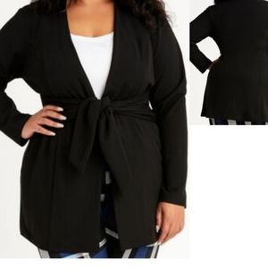 New Ashley Stewart Crepe Knit Faux Wrap Jacket Blazer